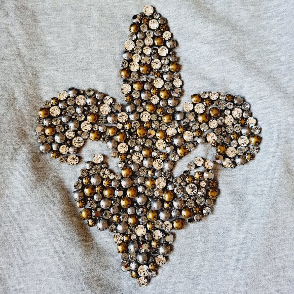 Twisted Heart Women's Grey Cardigan Sweater with Fleur de Lis Size S - Picture 14 of 15